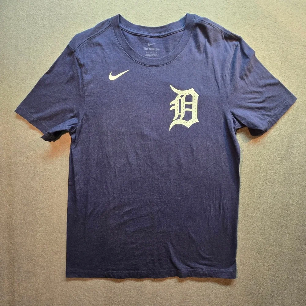 Nike Mens Detroit Tigers Kerry Carpenter #30 Navy‎ Blue Graphic T-Shirt Medium